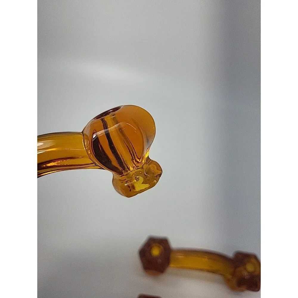 Set Of 4 Amber Glass Drawer Pulls Handles Vintage Depression Style NO HARDWARE